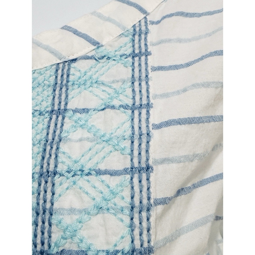 Vineyard Vines Women Tunic Top 14 Seersucker Embroidered Blue Stripe #2W2026‎ - Picture 4 of 10